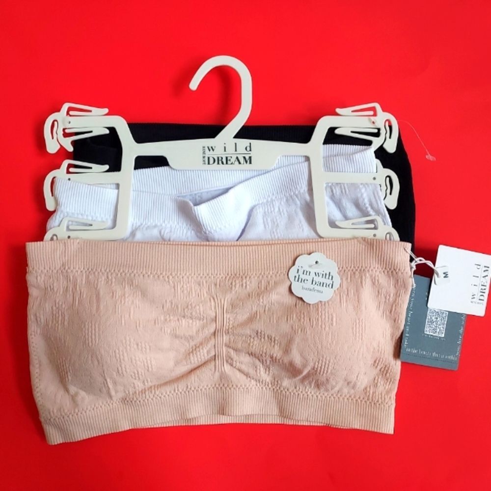 NWT Rene Roffe Wild Dream Seamless Bandeau Set - Black, White, Tan Size M